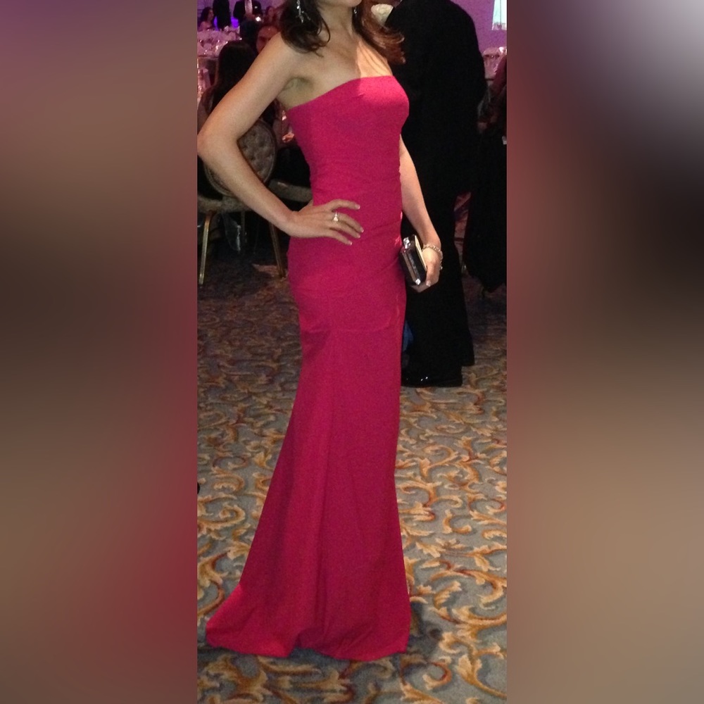 Nicole Miller long gown bright magenta pink